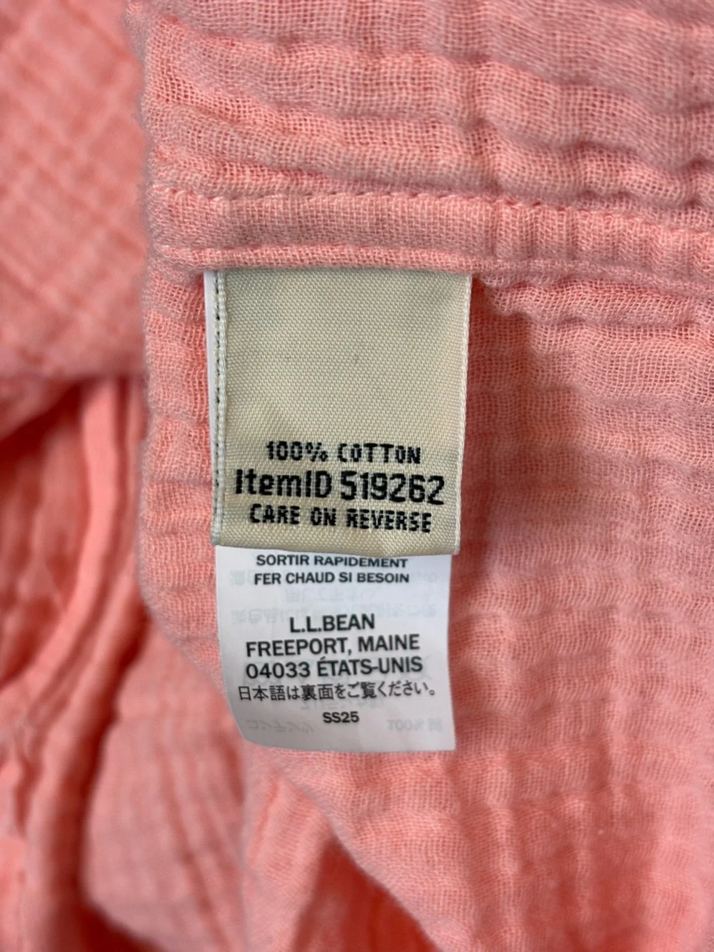 LL Bean Top XL Womens Coral Quartz Cloud Gauze Short Sleeve V-Neck Shirt - Picture 7 of 7